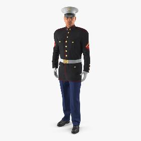 US Marine Corps Soldier in Parade Uniform Rigged 3D model